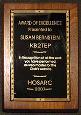 Webmaster Award for HOSARC Web Site